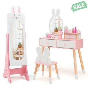 Kids Jewelry Armoire Cabinet with 2 Tilt Angles and Large Capacity-White