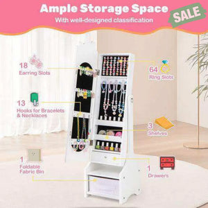 Kids Jewelry Armoire Cabinet with Storage and 2 Tilt Angles-Pink Pink Kids Vanities