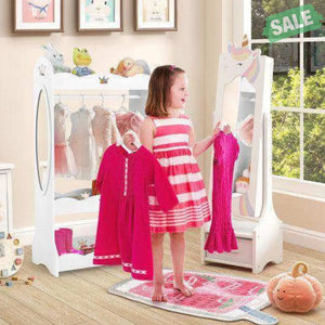 Kids Jewelry Armoire Cabinet with Storage and 2 Tilt Angles-Pink Pink Kids Vanities