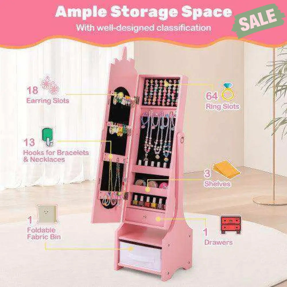 Jewelry Armoire Cabinet Storage 2 Tilt Angles Room