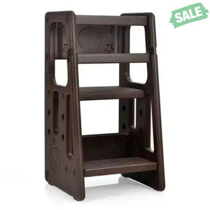 Kids Kitchen Step Stool with Double Safety Rails -Brown Toddler & Kids Furniture