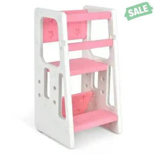 Kids Kitchen Step Stool with Double Safety Rails -Brown Toddler & Kids Furniture