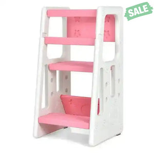 Kids Kitchen Step Stool with Double Safety Rails -Brown Toddler & Kids Furniture