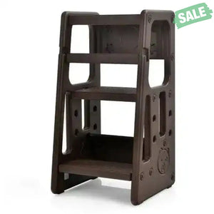 Kids Kitchen Step Stool with Double Safety Rails -Brown Toddler & Kids Furniture