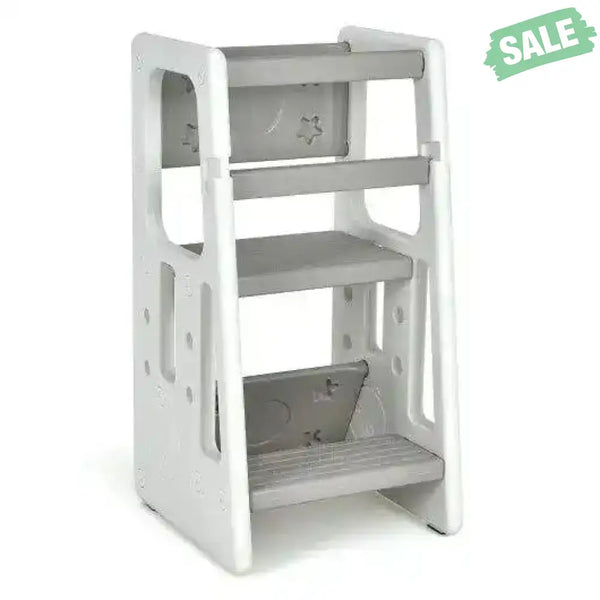 Kids Kitchen Step Stool with Double Safety Rails -Brown Toddler & Kids Furniture