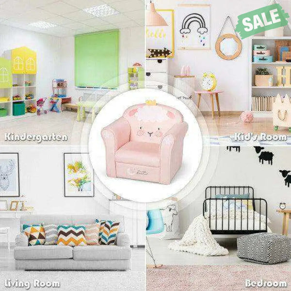 Kids Lamb Sofa Children Armrest Couch Pink Kids Chairs & Seating