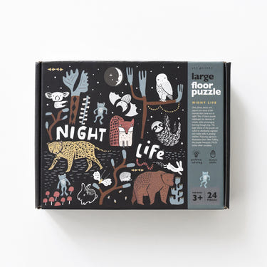 "Night Life Floor Puzzle for babies, featuring colorful designs and large pieces for easy play and learning."
