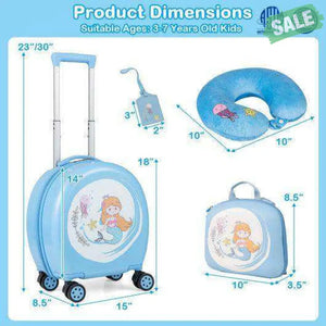 Kids Luggage Set with 14 Inches Carry-on Hardside Spinner Toddler Luggage and 10 Inches Backpack-Blue Blue Kids Luggage