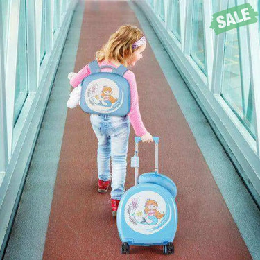 Kids Luggage Set with 14 Inches Carry-on Hardside Spinner Toddler Luggage and 10 Inches Backpack-Blue Blue Kids Luggage