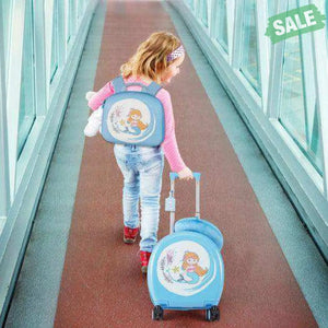 Kids Luggage Set with 14 Inches Carry-on Hardside Spinner Toddler Luggage and 10 Inches Backpack-Blue Blue Kids Luggage