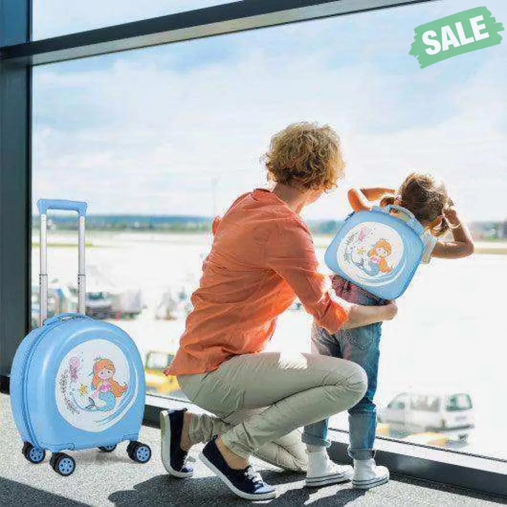 Kids Luggage Set with 14 Inches Carry-on Hardside Spinner Toddler Luggage and 10 Inches Backpack-Blue Blue Kids Luggage