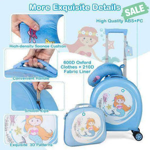 Kids Luggage Set with 14 Inches Carry-on Hardside Spinner Toddler Luggage and 10 Inches Backpack-Blue Blue Kids Luggage