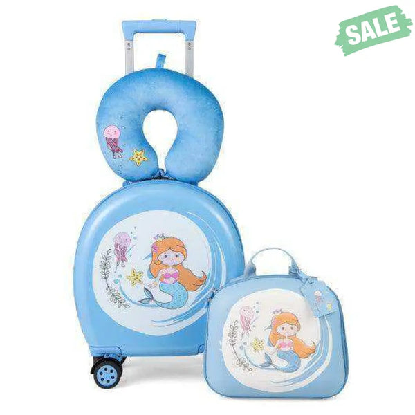 Kids Luggage Set with 14 Inches Carry-on Hardside Spinner Toddler Luggage and 10 Inches Backpack-Blue Blue Kids Luggage