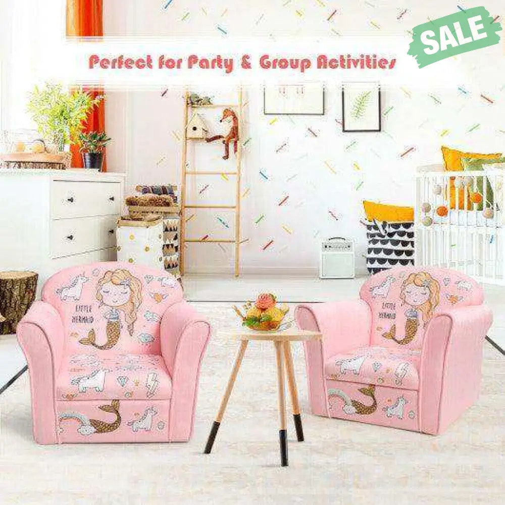 Kids Mermaid Armrest Couch Upholstered Sofa