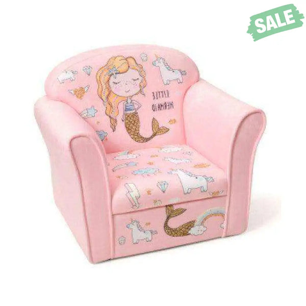 Kids Mermaid Armrest Couch Upholstered Sofa