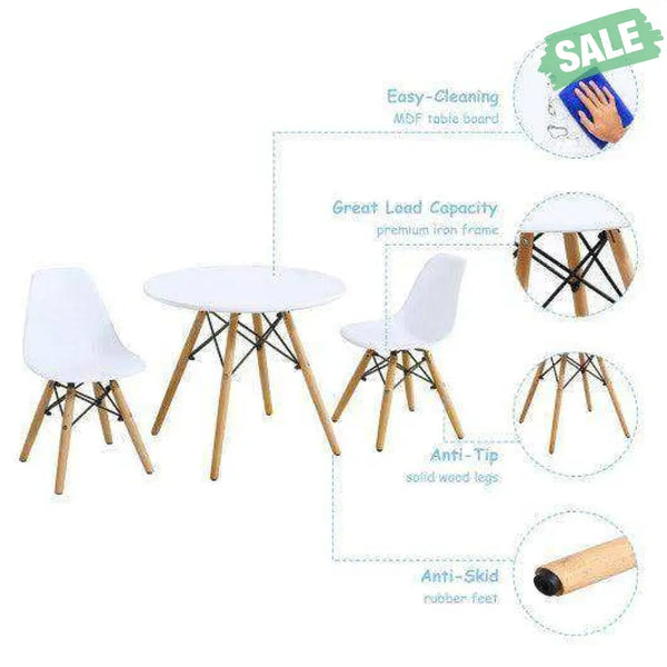 Kid’s Modern Dining Table Set with 2 Armless Chairs Kids Table & Chair Sets
