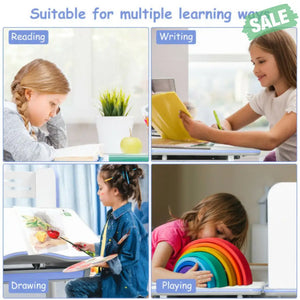 Kids Multifunctional Writing Desk with Tilt Desktop and Book Shelf-Pink Kids Table & Chair Sets