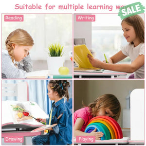 Kids Multifunctional Writing Desk with Tilt Desktop and Book Shelf-Pink Kids Table & Chair Sets