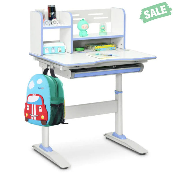 Kids Multifunctional Writing Desk with Tilt Desktop and Book Shelf-Pink Kids Table & Chair Sets