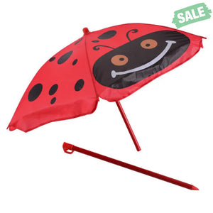 Kids Patio Folding Table and Chairs Set Beetle with Umbrella Kids Table & Chair Sets