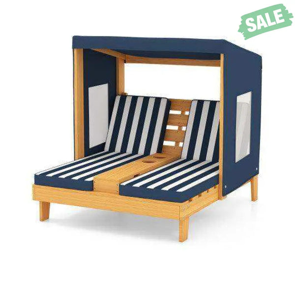 Kids Patio Lounge Chair with Cup Holders and Awning-Multicolor Multicolor Kids Chairs & Seating