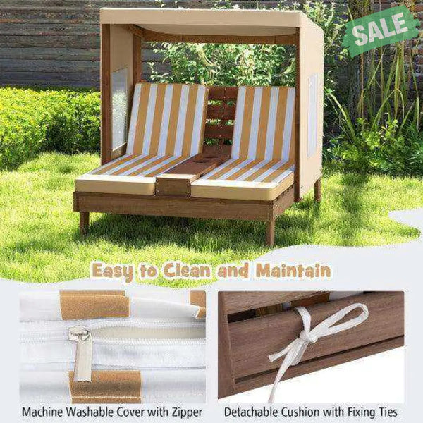 Kids Patio Lounge Chair with Cup Holders and Awning-Multicolor Multicolor Kids Chairs & Seating