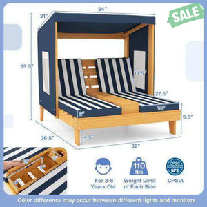 Kids Patio Lounge Chair with Cup Holders and Awning-Multicolor Multicolor Kids Chairs & Seating