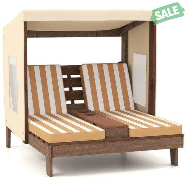 Kids Patio Lounge Chair with Cup Holders and Awning-Multicolor Multicolor Kids Chairs & Seating