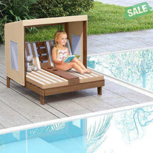 Kids Patio Lounge Chair with Cup Holders and Awning-Multicolor Multicolor Kids Chairs & Seating