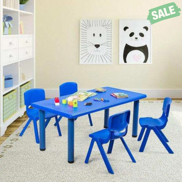 Kids Plastic Rectangular Learn and Play Table-Blue