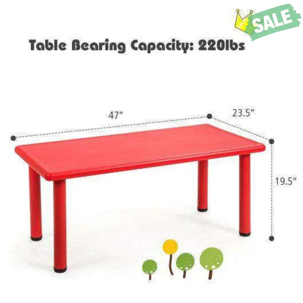 Kids Plastic Rectangular Learn and Play Table-Red Red Kids Table & Chair Sets