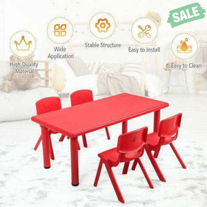 Kids Plastic Rectangular Learn and Play Table-Red Red Kids Table & Chair Sets