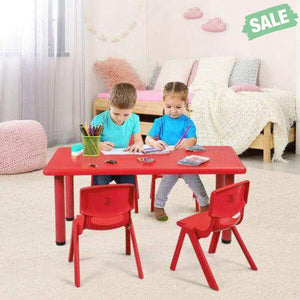 Kids Plastic Rectangular Learn and Play Table-Red Red Kids Table & Chair Sets