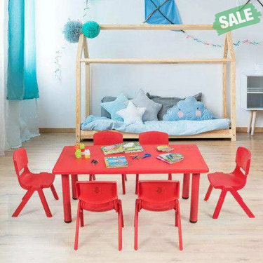 Kids Plastic Rectangular Learn and Play Table-Red Red Kids Table & Chair Sets
