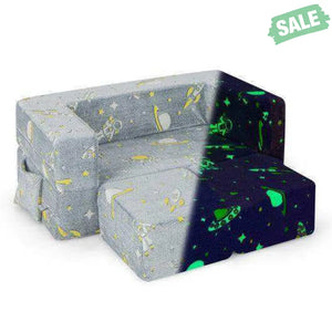 Kids Play Sofa with Ottoman and Removable & Machine Washable Cover-Gray Gray Kids Chairs & Seating