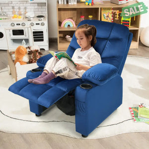 Kids Recliner Chair with Cup Holder and Footrest for Children-Brown Kids Chairs & Seating