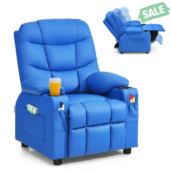 Kids Recliner Chair with Cup Holder and Footrest for Children-Brown Kids Chairs & Seating