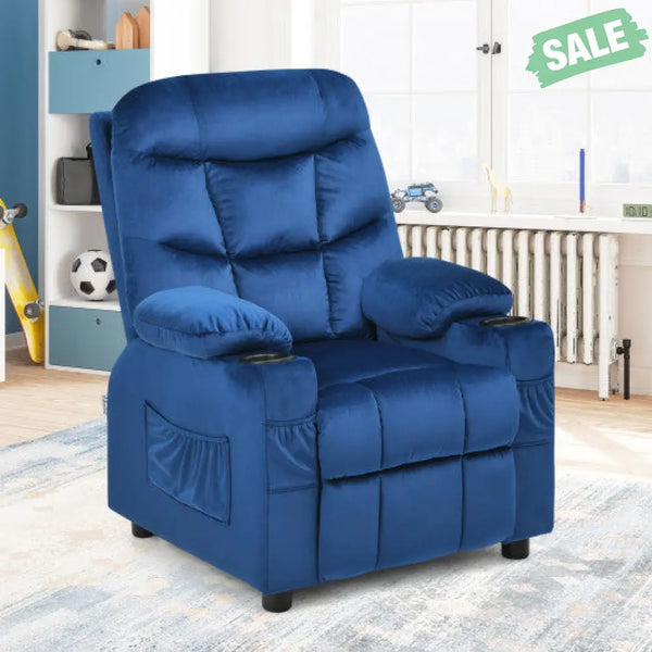 Kids Recliner Chair with Cup Holder and Footrest for Children-Brown Kids Chairs & Seating