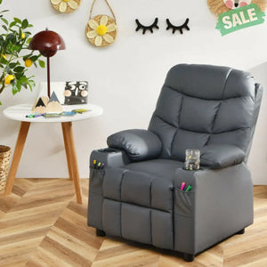Kids Recliner Chair with Cup Holder and Footrest for Children-Brown Kids Chairs & Seating