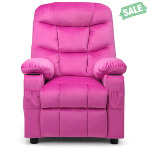 Kids Recliner Chair with Cup Holder and Footrest for Children-Brown Kids Chairs & Seating