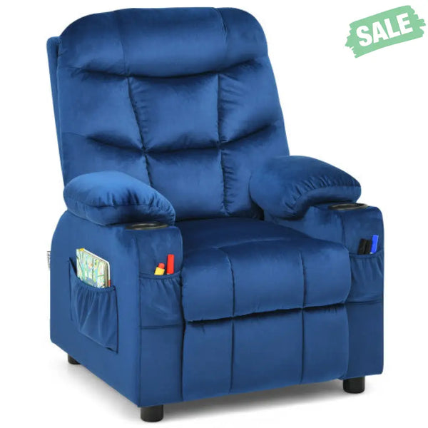 Kids Recliner Chair with Cup Holder and Footrest for Children-Brown Kids Chairs & Seating