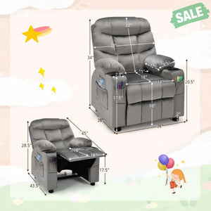 Kids Recliner Chair with Cup Holder and Footrest for Children-Brown Kids Chairs & Seating