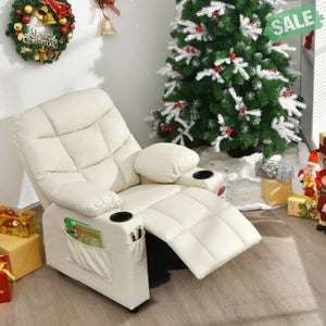 Kids Recliner Chair with Cup Holder and Footrest for Children-Brown Kids Chairs & Seating