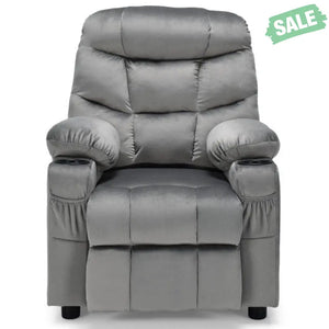 Kids Recliner Chair with Cup Holder and Footrest for Children-Brown Kids Chairs & Seating