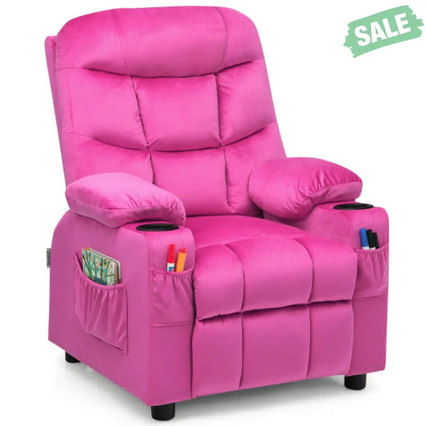 Kids Recliner Chair with Cup Holder and Footrest for Children-Brown Kids Chairs & Seating