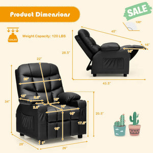 Kids Recliner Chair with Cup Holder and Footrest for Children-Brown Kids Chairs & Seating