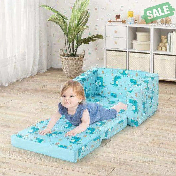 Kids Recliner Sofa Converts to Sleeper Bed for Boys Girls-Blue Blue Kids Chairs & Seating