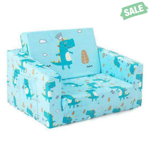 Kids Recliner Sofa Converts to Sleeper Bed for Boys Girls-Blue Blue Kids Chairs & Seating