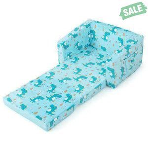 Kids Recliner Sofa Converts to Sleeper Bed for Boys Girls-Blue Blue Kids Chairs & Seating