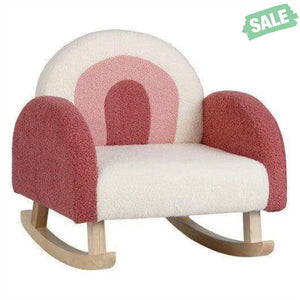 Kids Rocking Chair Children Velvet Upholstered Sofa with Solid Wood Legs-Blue Blue Kids Chairs & Seating